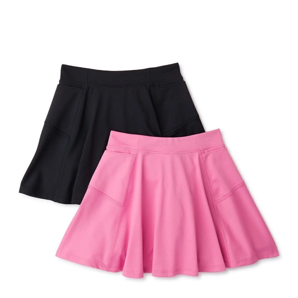 NWT New ATHLETIC WORKS Set 2 Girls Athletic Skorts Skirts Pink Black Plus XXL 18